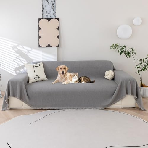 GKXLH Sofa überzug - Neue weiche Polyester Couch überzug für 1, 2, 3, 4 Sitzer Sofas, rutschfeste Sofabezug für Zweisitzer, Sofa Cover für Ecksofas, Sofa bezug zum Schutz von Möbeln (Grau, 2 Sitzer)