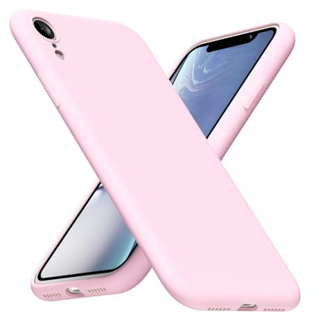 LoeoeL for iPhone XR Phone Case Silicone, Minimalist Ultra Thin Slim Soft Rubber Gel Solid Color Matte TPU Cute Case for Women Men, Girly Plain Aesthetic Design & Camera Cover, Light Pink