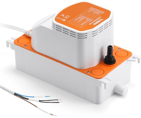 TURBRO Pompa per Condensa, 454 L/h, Prevalenza 7,9m | 100-240V Universale, Interruttore a Galleggiante, 25W Silenzioso 35dB, Per Climatizzatore e Deumidificatore