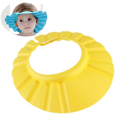 Duschhaube Gelb für Babys und Kinder, Verstellbare | EVA und Kunststoff, 80 Grad Hitzebeständig, für Bath Time und Haarwäsche