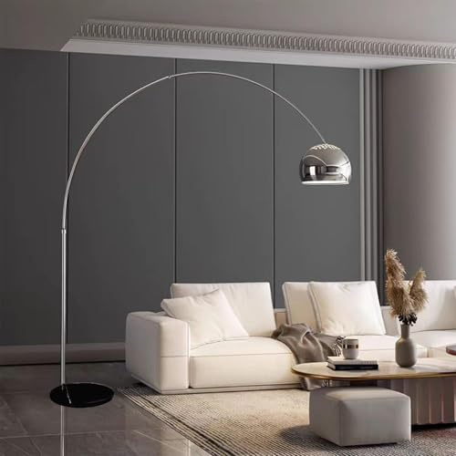 Mingfitow Floor Lamps for Living Room,80 Arc Floor Lamp,with Dimmer Adjustable Brightness,Modern Floor Lamp for Bedroom,Dining Rooms,Office,Corner Lamp with Chrome Bell Shaped Lampshade