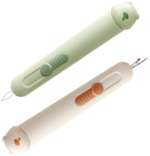OIXEYA 2 Pezzi Infila-Ago e Scucitore 2 in 1, Scucitore a Spillo, Accessori per Cucire, Scucitore, Retrattile, Multifunzione, Adatto per Cucito a Mano, Lavoro a Maglia, Aiuto per Infilare (2 Colori)