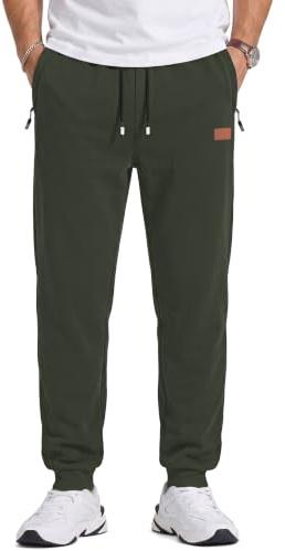 TARAINYA Jogginghose Herren Zipper Trainingshose Baumwolle mit Kordelzug | 50%Baumwolle 45%Polyester 5%Elasthan,jogger,elastischer bund mit Tunnelzug,elastisch, freizeit,ganzjährig