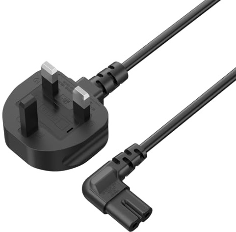 Power Cable 2 Pin Right Angle 3M, Figure 8 Power Lead Kettle Lead, IEC-C7 C13 Cable UK Plug for Samsung LG Philips TV/Printer/PS4/PS3/PS5/DVD/Printer