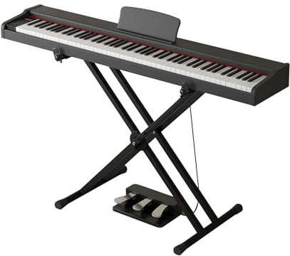 88 Key Weighted Action Digital Piano Grade Hammer Action Keyboard For Beginners And Professional With Stand, Triple Pedal, Carrying Bag And Music Sheet(Black)