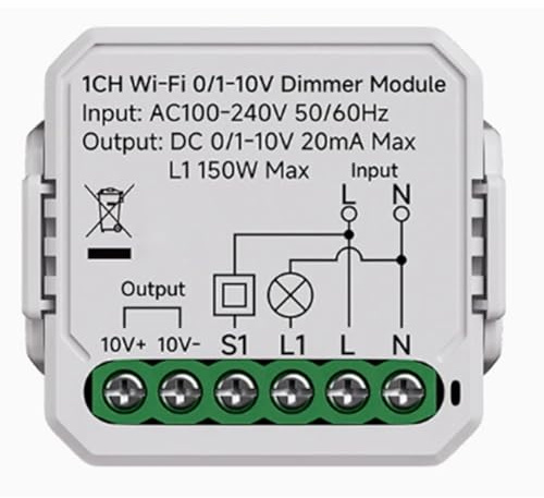 UieoKakeh Smart WiFi Zigbee 0/1-10V LED Dimmer Controller mit Drucktasten-Dimmfunktion 100-240V Tuya Smart Life APP Steuerung A