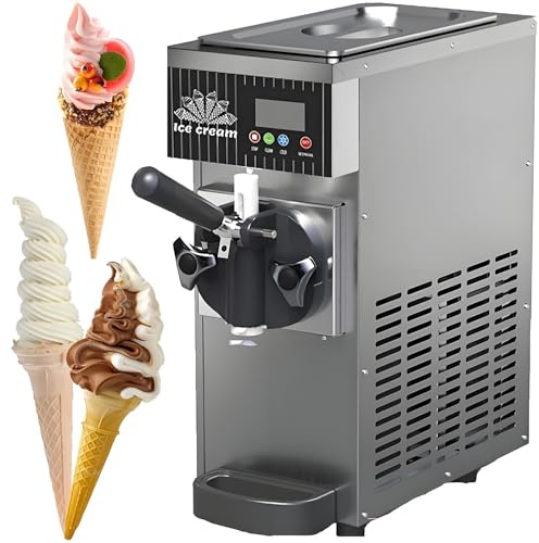 SHENGSHIYU Macchina per Gelato Duro Uso Commerciale,Gelatiera Autorefrigerante,Sorbettiera Professionale,Macchina Gelato Soft,Macchina Gelato Soft Commerciale,per Snack Bar Ristorante Metallic