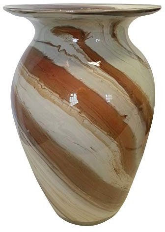 Oberstdorfer Glashütte Grosse Vase bunt Bodenvase modern farbige Blumenvase Glasvase mundgeblasen Höhe 26 cm