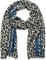 styleBREAKER Damen Schal mit Leo Muster, farbigem Streifen und Fransen, Tuch 01017082, Farbe:Oliv-Blau