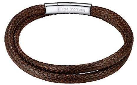 Richsteel Husband Bracelet Leather Braided Rope Personalised Bracelets For Men 22cm