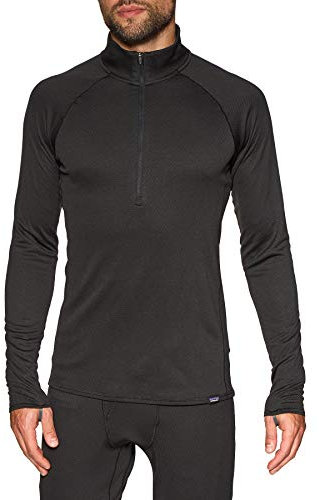 Patagonia Men's M's Cap MW Zip Neck Long Sleeve t-Shirt, Black, L