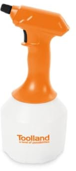 Toolland Elektrischer drucksprüher 1l wiederaufladbar, Verstellbarer sprühkopf, led anzeige, automatische pumpe, für Garten, zimmerpflanzen, schädlingsbekämpfung, Reinigung, weiß orange schwarz