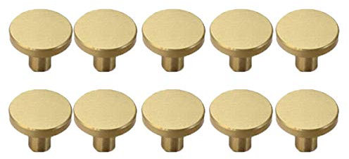 10PCS Large Brushed Brass Gold Handles Round Cabinet Knob for Kitchen Cupboards Door Cabinet Drawer