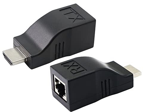 PNGKNYOCN HDMI zu RJ45 Adapter, HDMI zu RJ45 Ethernet Netzwerksignal Extender Sender und Empfänger Adapter auf Cat 5e / 6 1080p, bis zu 30 m, für HDTV PS4 STB 4K 2K
