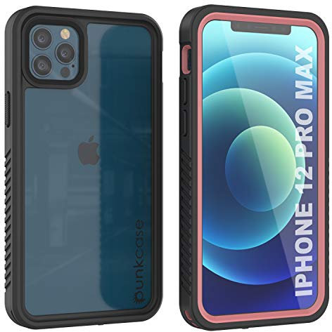 PunkCase iPhone 12 Pro Max Waterproof Case [Extreme Series] [Slim Fit] [IP68 Certified] [Shockproof] [Snowproof] Armor Cover W/Built In Screen Protector For iPhone 12 Pro Max (6.7) (Pink)