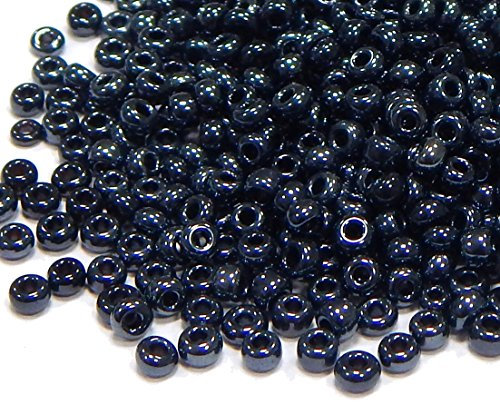 Perlin Rocailles Glasperlen Indianerperlen Saatperlen Pony Perlen 4mm Metallic Farben Set, 6/0 Klar Mini Rund Metalic Seed Beads 1100 Stk (Schwarz)