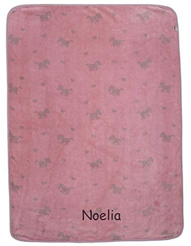 Sterntaler Plüsch-Decke mit Namen, Serie Pony Pauline 100x75 Lila/Rosa, Baby Kinder Plüsch-Decke für Mädchen Einschlagdecke Schmusedecke Babydecke Kuscheldecke