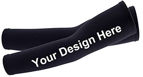 TOPTIE Custom 1 Pair Arm Sleeves for Men Women, Personalized Arm Compression Sleeve for Football, Basketball & Volleyball-1 Pair Black