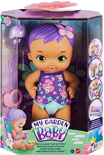 Mattel My Garden Baby Schmetterlinge PIPI Spielzeugpuppe mit Schmetterlingsdecke, Flasche und Windel, Verschiedene Modelle, Geschenk für Jungen und Mädchen ab 18 Monaten GYP09