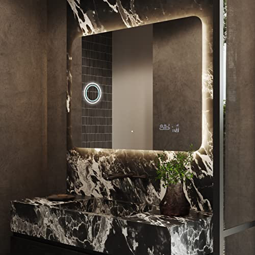 Artforma Badspiegel 120x70 cm mit LED Beleuchtung - Wählen Sie Zubehör - Individuell Nach Maß - Beleuchtet Wandspiegel Lichtspiegel Badezimmerspiegel - LED Farbe zu Wählen L60