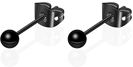 Artskin G23 orecchini a sfera in titanio donne ipoallergenici 6 mm orecchini neri per orecchie sensibili