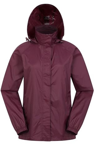 Mountain Warehouse Pakka Womens Waterproof Packable Jacket - Foldaway Hood Jacket, Ladies Coat, Lightweight Rain Jacket - For Spring Summer, Walking, Travelling Dark Purple Women's Size 10