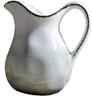 Milk Frother Cups Handle Milk Jug Ceramic Milk Jug Ice Cracked Big Milk Jug Hand-painted Color Glaze Jug 1200ml Milk Jug Gravy Boat (Color : White)