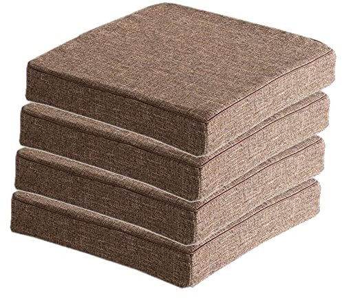 Hruile 4 Stück Stuhlkissen, 5 cm dick, rutschfest, Esszimmer-Sitzkissen mit abnehmbarem Bezug, bequemes Stuhlkissen für Küche, Garten, Terrasse, 40 x 40 x 5 cm, Braun
