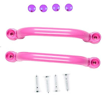 Rebo® Garden Climbing Frame Accessories, Play Houses & Dens – 2 x Plastic Handgrips + fastenings Pink