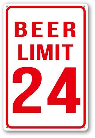 Man Cave Garagenschilder für Männer Beer Limit 24 Schilder, lustiges Metall-Blechschild, Bar-Lichter für Männerhöhle, Dekoration und Zubehör, Raumdekoration für Herren, 20,3 x 30,5 cm