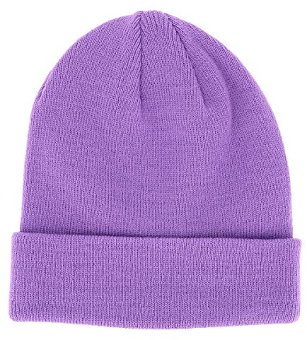 SHIPITNOW Lila Herren oder Damen Wintermütze Einfarbig - Basic Strickmütze ohne Bommel - 100% Acryl Beanie- Einfaches und klassisches Mützen ohne Marke - Einheitsgröße