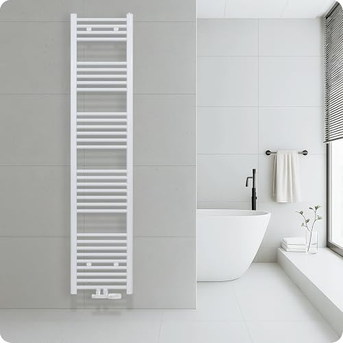 Belrad® Badheizkörper mit Mittelanschluss - Moderner Handtuchheizkörper aus Qualitätsstahl - Weiß pulverbeschichtet - Wandmontagefähig & wasserbetrieben - Robuste & langlebige Badezimmer Heizung
