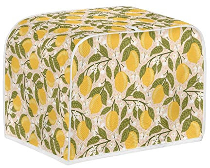Kuiaobaty Lemons Print Toaster Cover 2 Slice Fruits Floral Bread Maker Cover, Kitchen Appliance and Dust & Fingerprint Protection