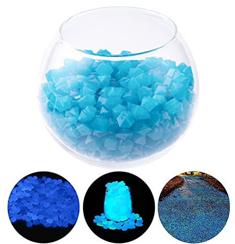 500Pcs Piedras Luminosas Piedras Luminosas de Colores Piedras Decorativas Guijarros Luminosos Piedras de Jardín para Caminos,Acuarios,Plantas en Maceta (Azul Oscuro)