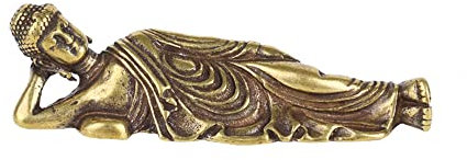 Flisdtry Mini Retro liegende Buddha Statue Buddha Skulptur Figuren Kupfer reines Messing Buddha