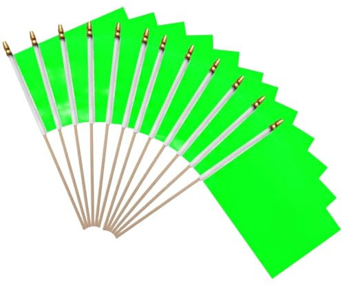 Bastoni di Legno - Bandiere Verde a Manovella Bandiera Vuoto con Bastoncini di Legno Bandiere per la Festa, Parate, Giochi di Calcio, Interno Esterno Giardino Decorazioni Striscione 10 Pezzi