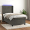 THOYTOUI Boxspringbett, Betten Bettsystem Seniorenbett Bettstütze Geeignet für Gästezimmer Aufenthaltsraum Schlafzimmer Hotel mit Matratze & LED Dunkelgrau 90x200 cm Samt