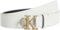 Calvin Klein Damen Gürtel Monogram Plaque Buckle 3,0 cm Ledergürtel, Elfenbein (Silver Birch/Tumbled Gold), 70 cm