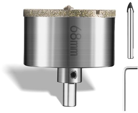 PHMNZIP 68 mm Broca de Diamante Taladro Hueco Sierra de Perforación con Broca de Centro Piloto Broca de Diamante Brocas con Revestimiento de Diamante para Azulejos Cerámica Vidrio Porcelana Mármol