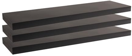 Velano - Bücherregal Wand - 3er-Set Wandregal 79.5x23.5 cm - Regal Wand - Schweberegal - Hängeregal - Regalbrett - Schwarz - Küchenregal - Bücherregal Kinder - Deko Wohnzimmer