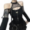 YINGWIN Women's Gothic Long Sleeve Top Mesh Patchwork Punk Alternative Crop Tops Fashion Sexy Cutout Top Harajuku Emo Cold Shoulder T-Shirt Black