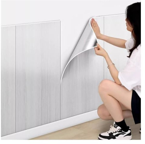 Vinilo Adhesivo Muebles Madera, Azulejos de pared autoadhesivos, revestimiento for salpicaduras con veta de madera autoadhesivo, relleno de pared anticolisión(Black,40x80cm(30pcs))