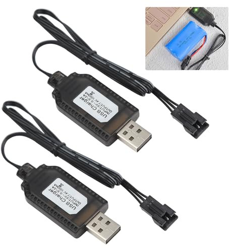 2pcs 7.4V USB Charger Battery Charging Cable 1000mA Fast Charging for RC Car Plane Tank Boat Toys Lipo Battery Charger With 3 Pin SM3P and Battery Protection