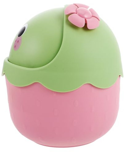 Vaguelly Bote De Basura De Fresa Pequeño Contenedor De Escritorio Adorable Papelera Para Mesita De Noche Para Habitación Infantil y Oficina Práctico Cubo De Basura Decorativo