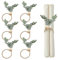 6 Stück Serviettenringe Holz – Boho Serviettenring mit Grünen Blättern & Holzperlen – Rustikale Servietten Ringe für Weihnachten, Hochzeiten, Ostern & Tischdekoration im Bauernhaus-Stil
