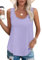 Chicrise Tank Top Damen Sommer Rundhals Lochstickerei Lässig Tshirt Ärmellose Basic Locker Elegant Oberteile Helllila Klein 34-36