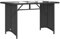 Myheimly Gartentisch mit Glasplatte Esstisch mit Stahlrahmen, Beistelltisch für Terrasse Garten, Tisch Gartenmöbel, Schwarz 110x68x70 cm Poly Rattan