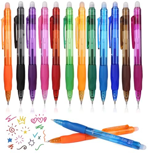 Kesote Radierbarer Kugelschreiber 12 Farbe Gelstifte Radierbar | 0.5mm Tintenroller Radierstift Radierbare Stifte Erasable Pen