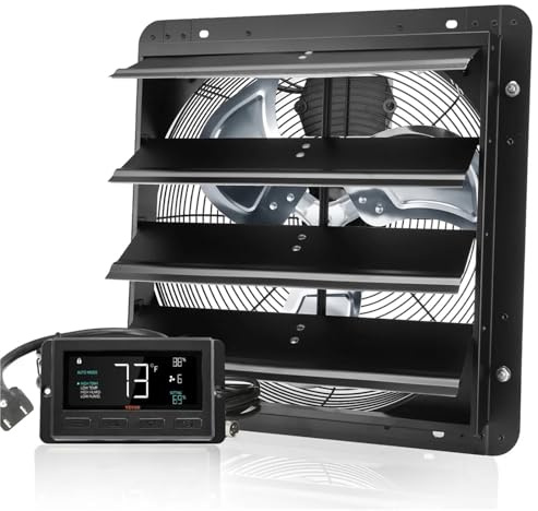 16 Zoll Fernbedienungs-Abluftventilator mit Verschluss, Wandmontage, Dachboden-EC-Motor, Smart Controller, hoher Luftstrom 2650 CFM, staub- und wasserbeständig