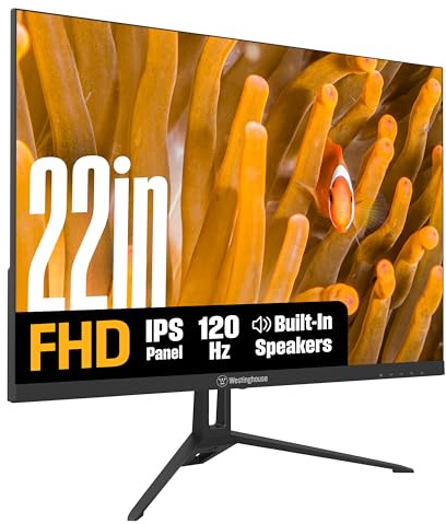 Westinghouse 22 inch IPS Computer Monitor, Full HD 1080p, 100Hz Refresh Rate, 1ms Response Time, HDR, Adaptive Sync, Built-in Speakers, HDMI, VGA, Games and